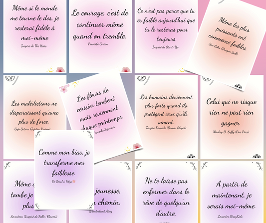 Bundle Fandom Complet – 15 cartes d’affirmations K-pop, Animés & Dramas